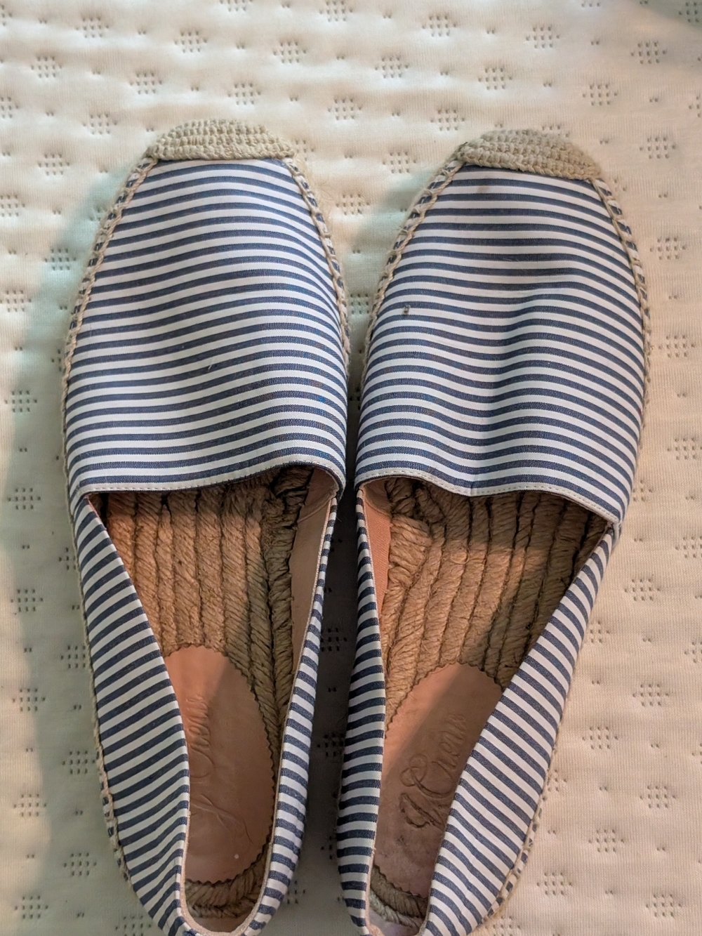 JCrew Striped Navy and White Espadrille Flats - Women 10.5 - Picture 7 of 8